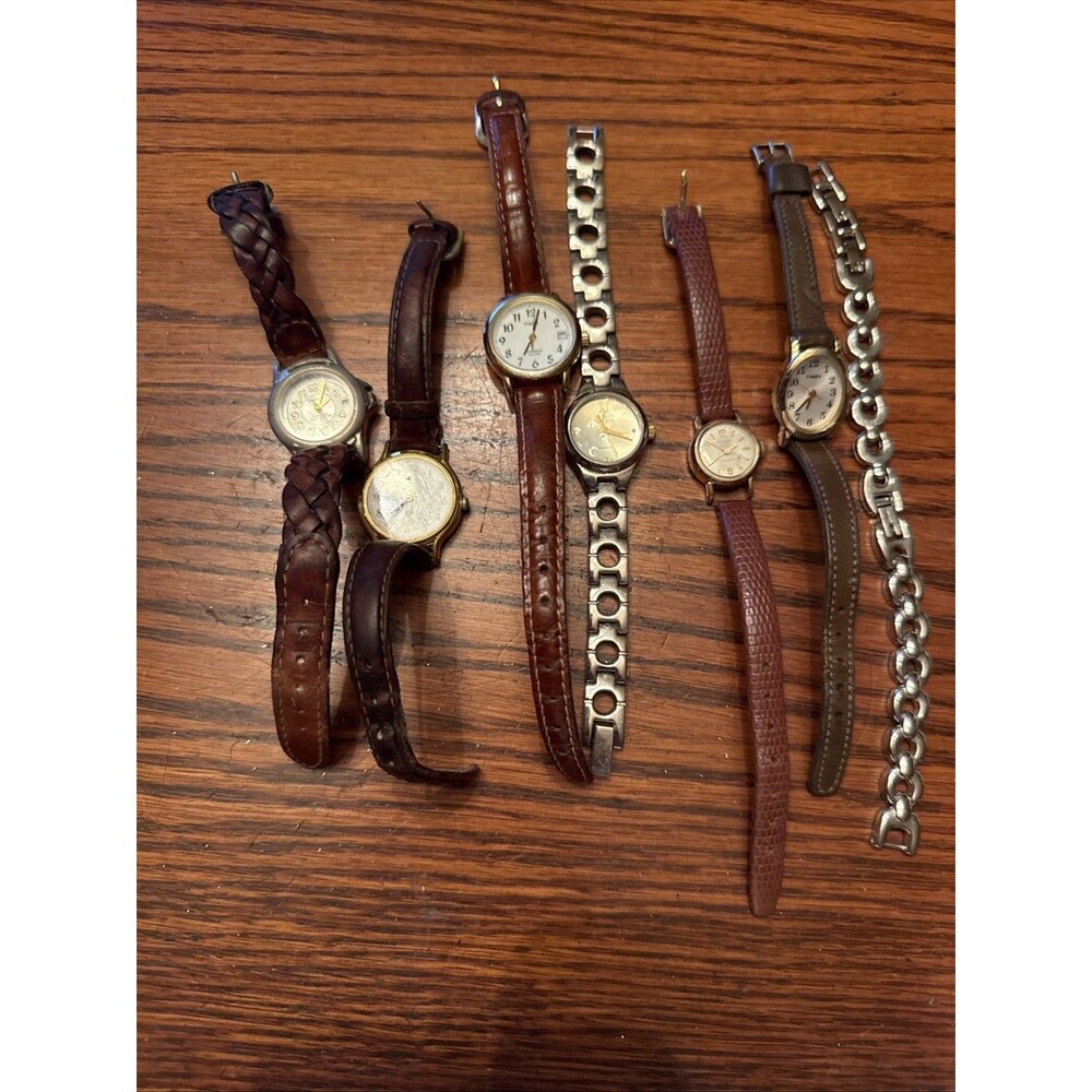 “Lot of 6 Ladies Watches Timex Seiko + Extra Bands For Parts Repair Untested”